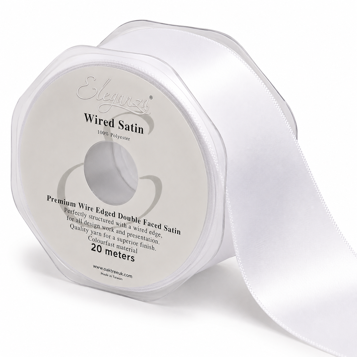 white wired satin ribbon wide