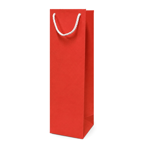 Coral Red wine bottle bag on a plain white background