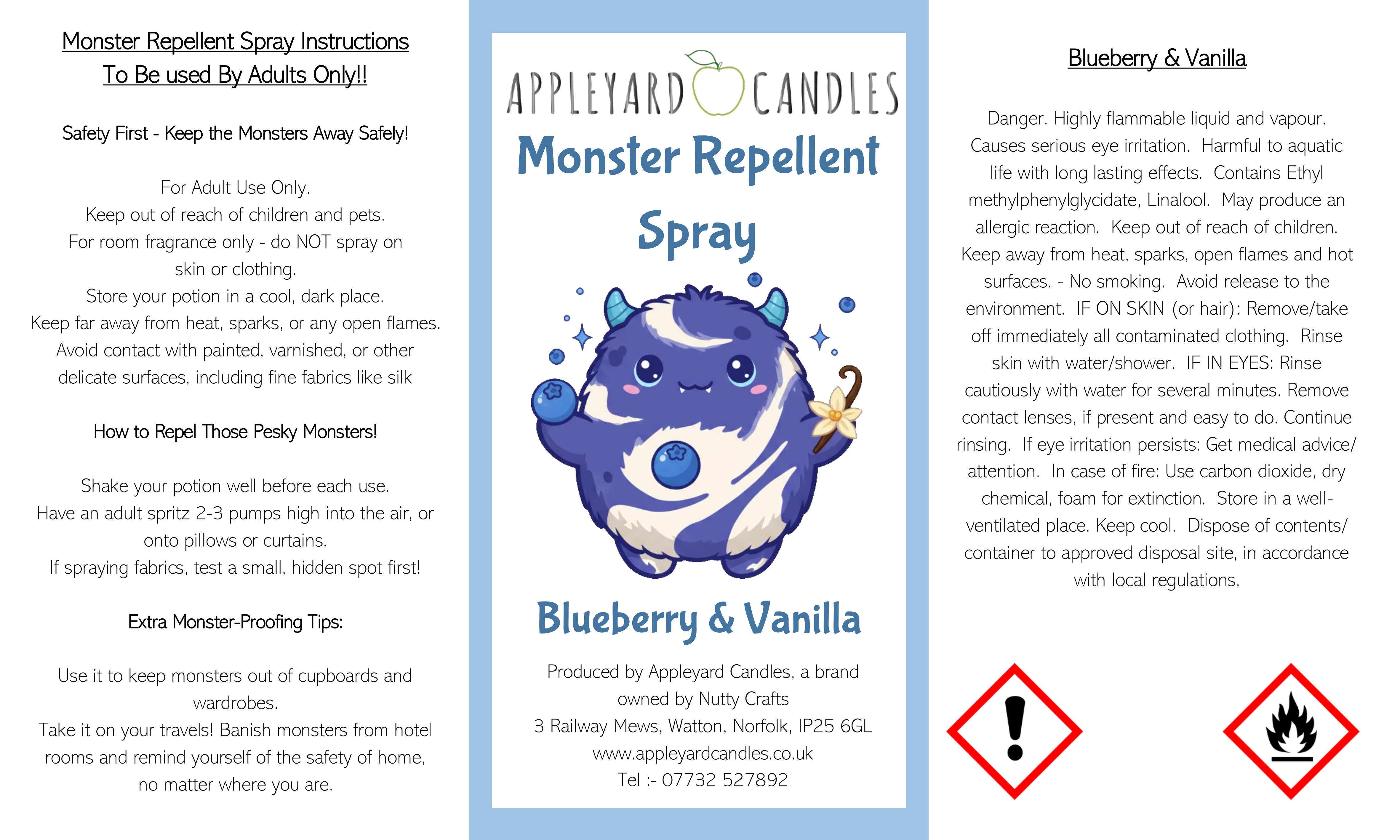 image of blueberry vanilla monster repellant spray clp