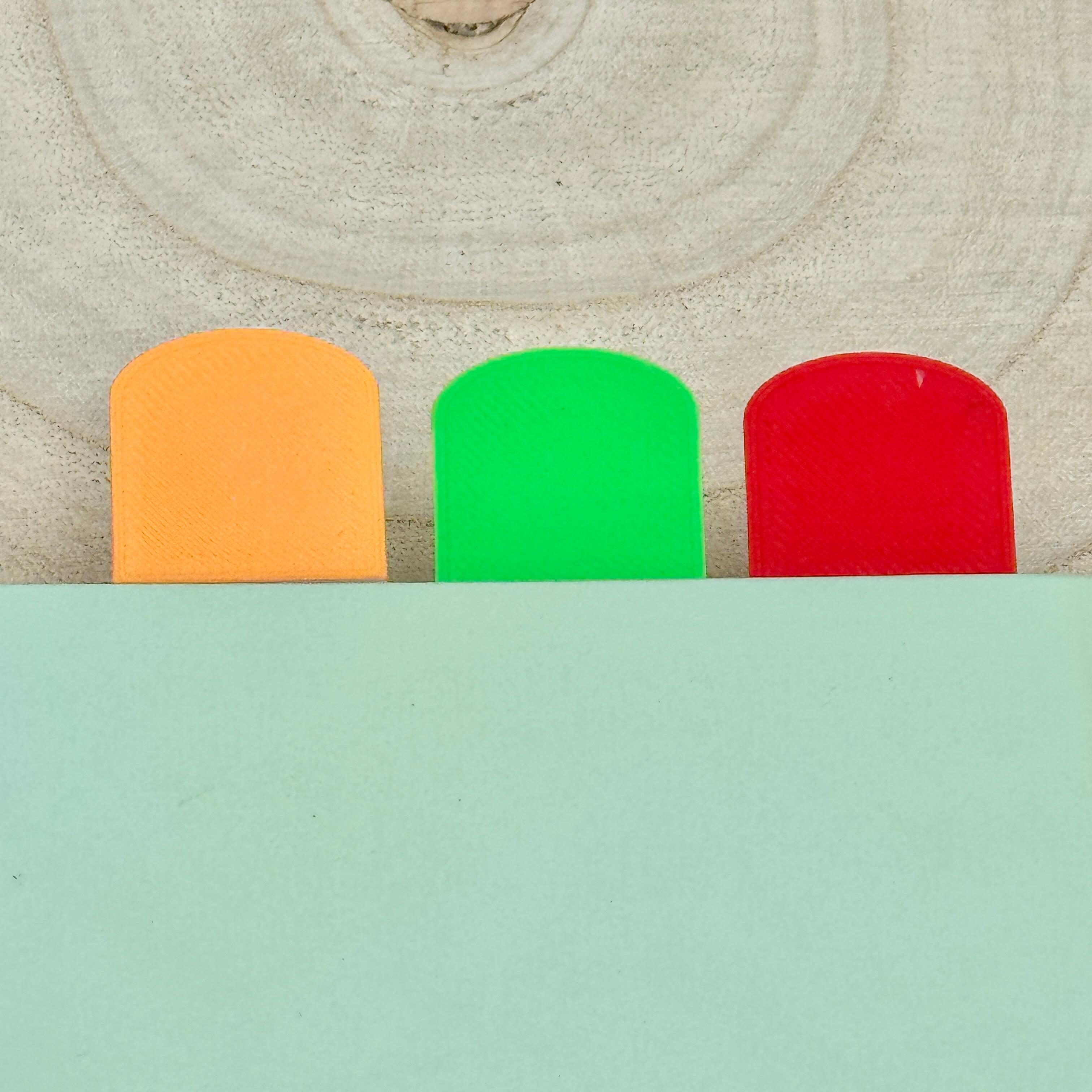 Red, Orange & Green Coloured pencil bookmarks