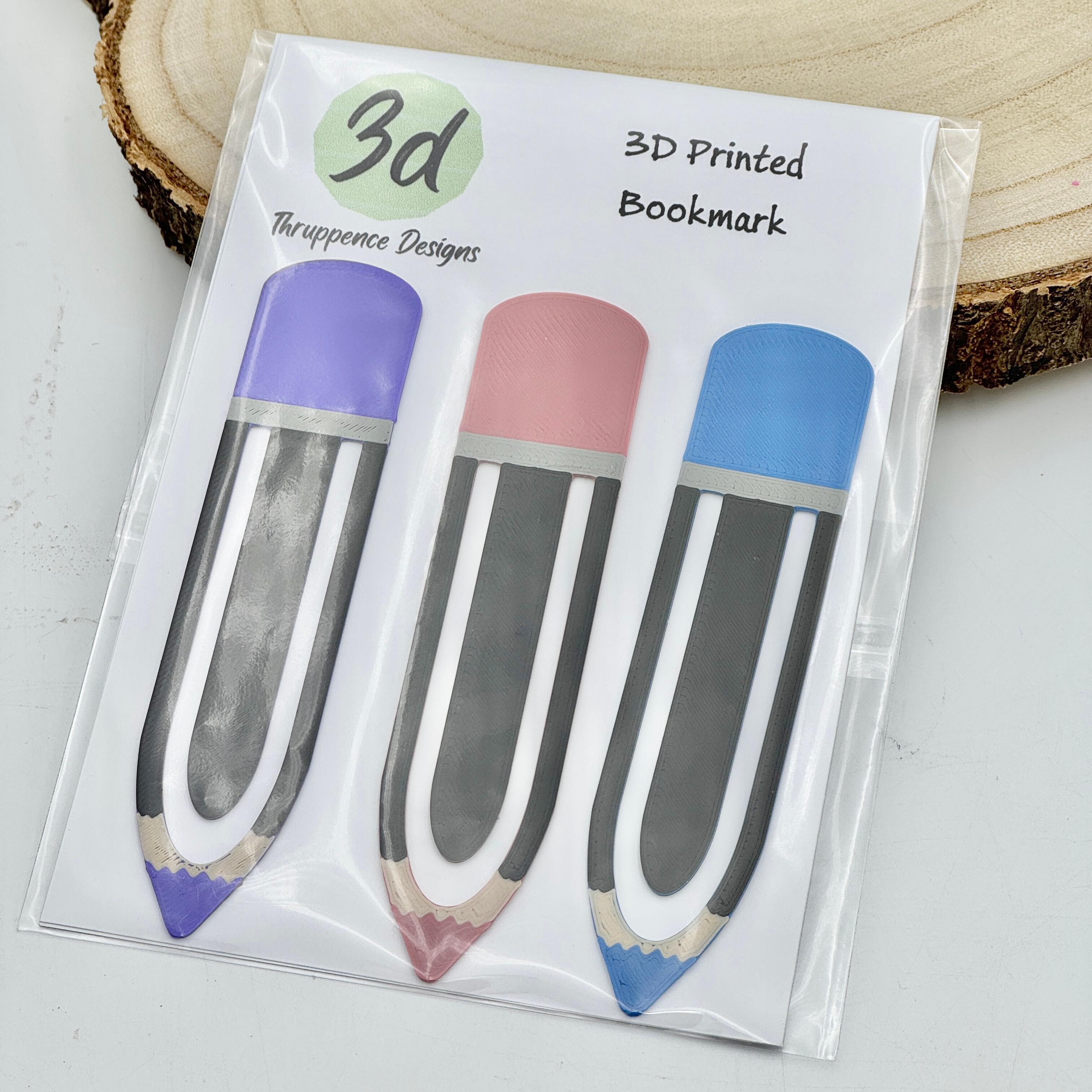 Blue, Purple & Pink Coloured pencil bookmarks