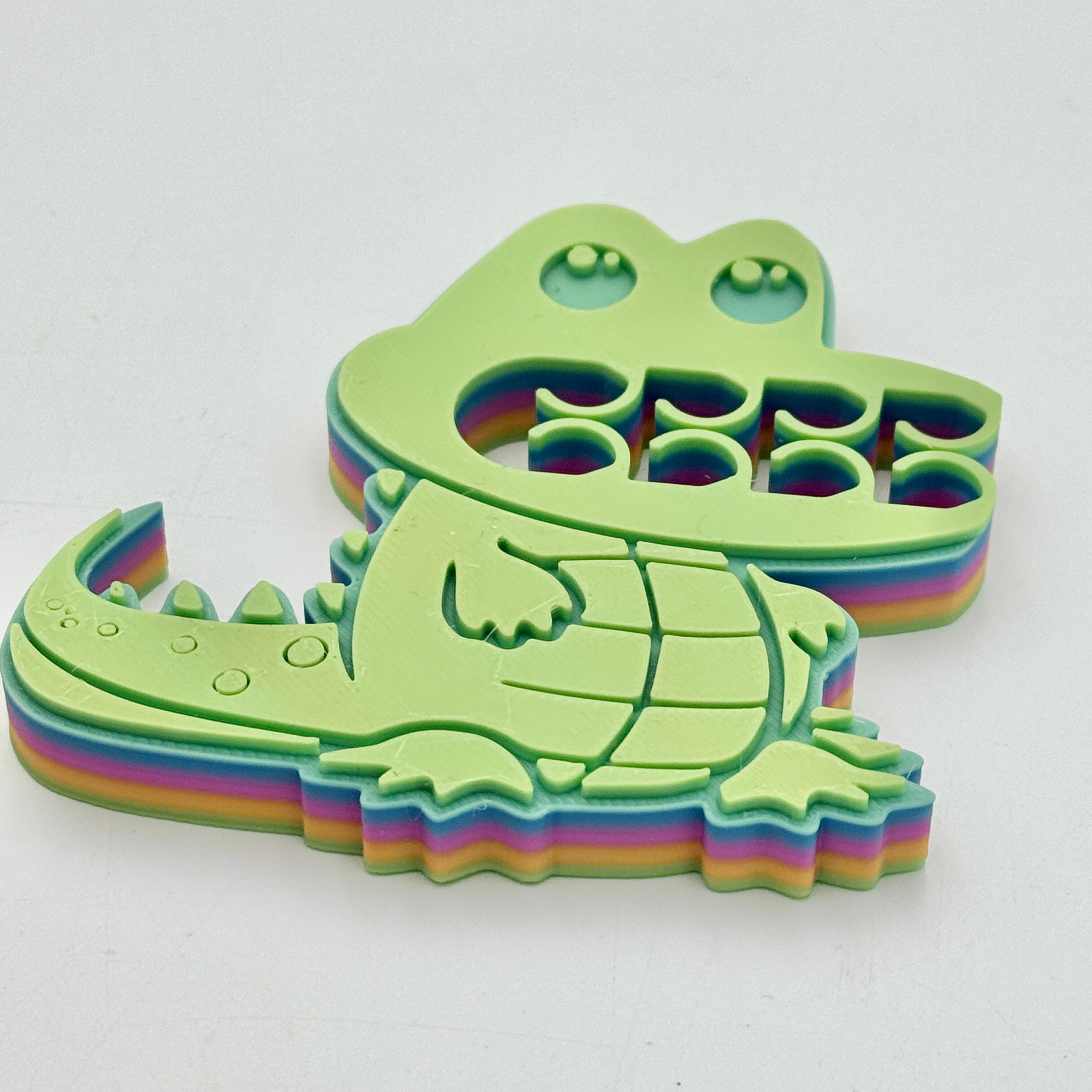 A rainbow crocodile bag clip