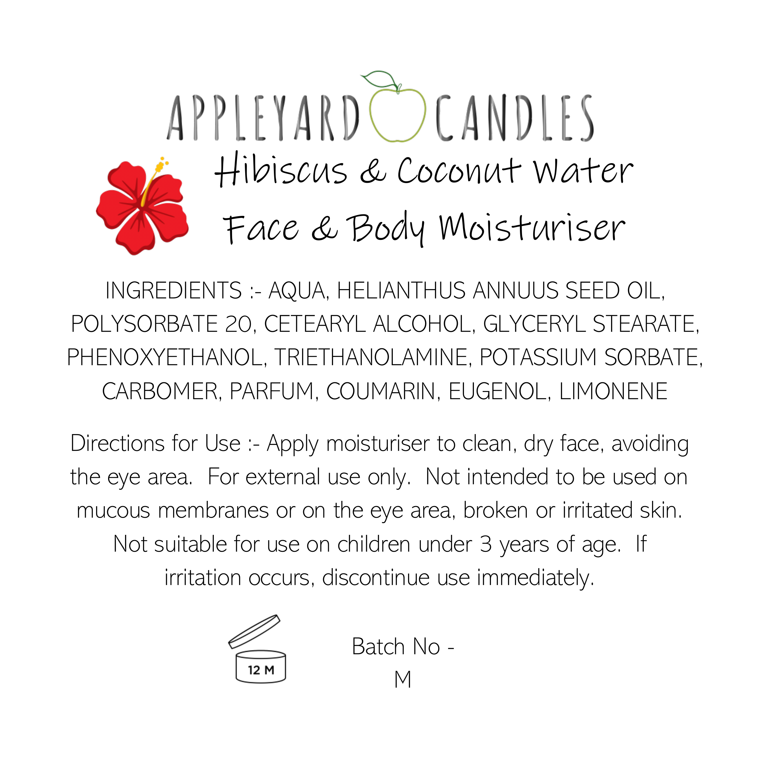 An image of the labelling information for hibiscus & coconut water