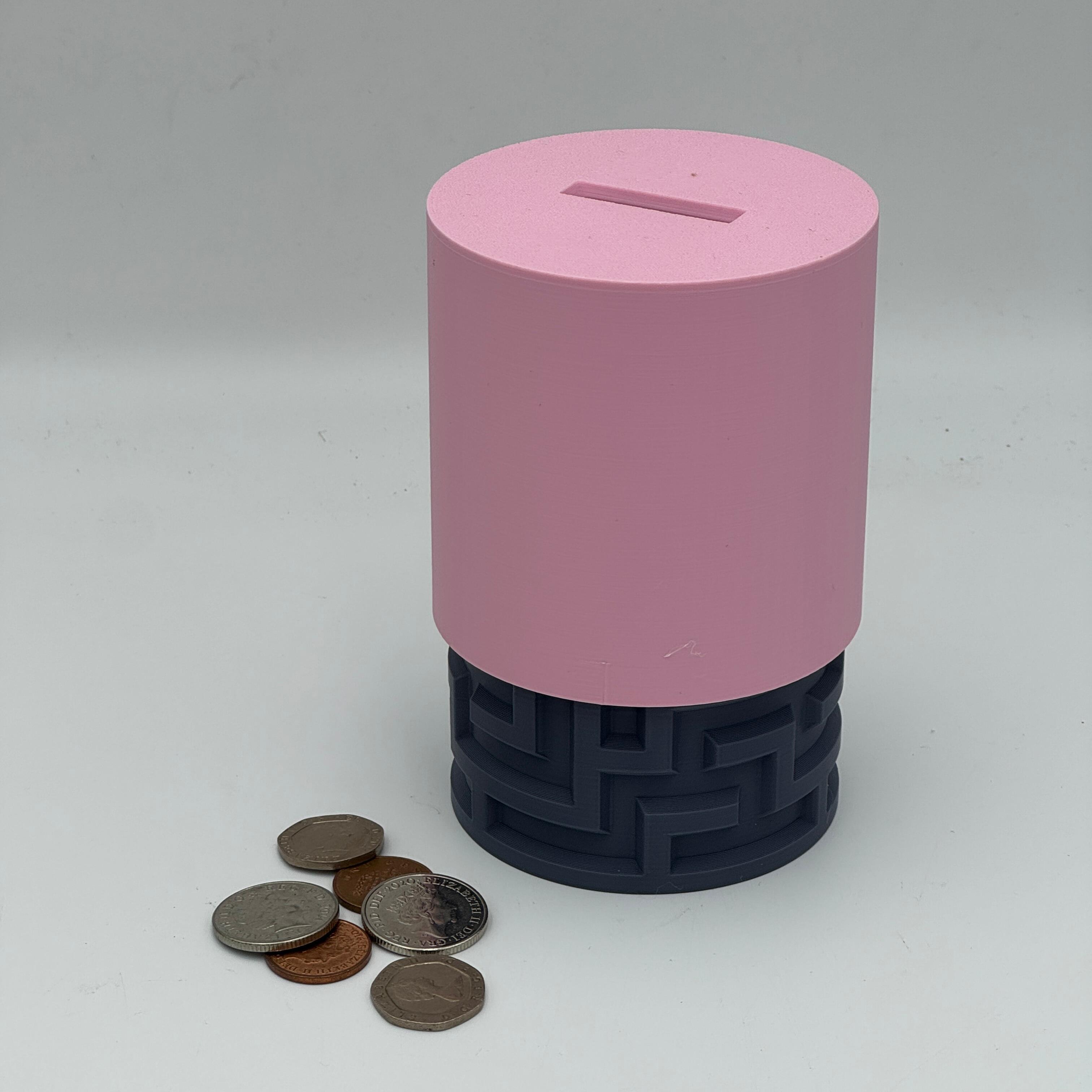 grey & pink Puzzle money box