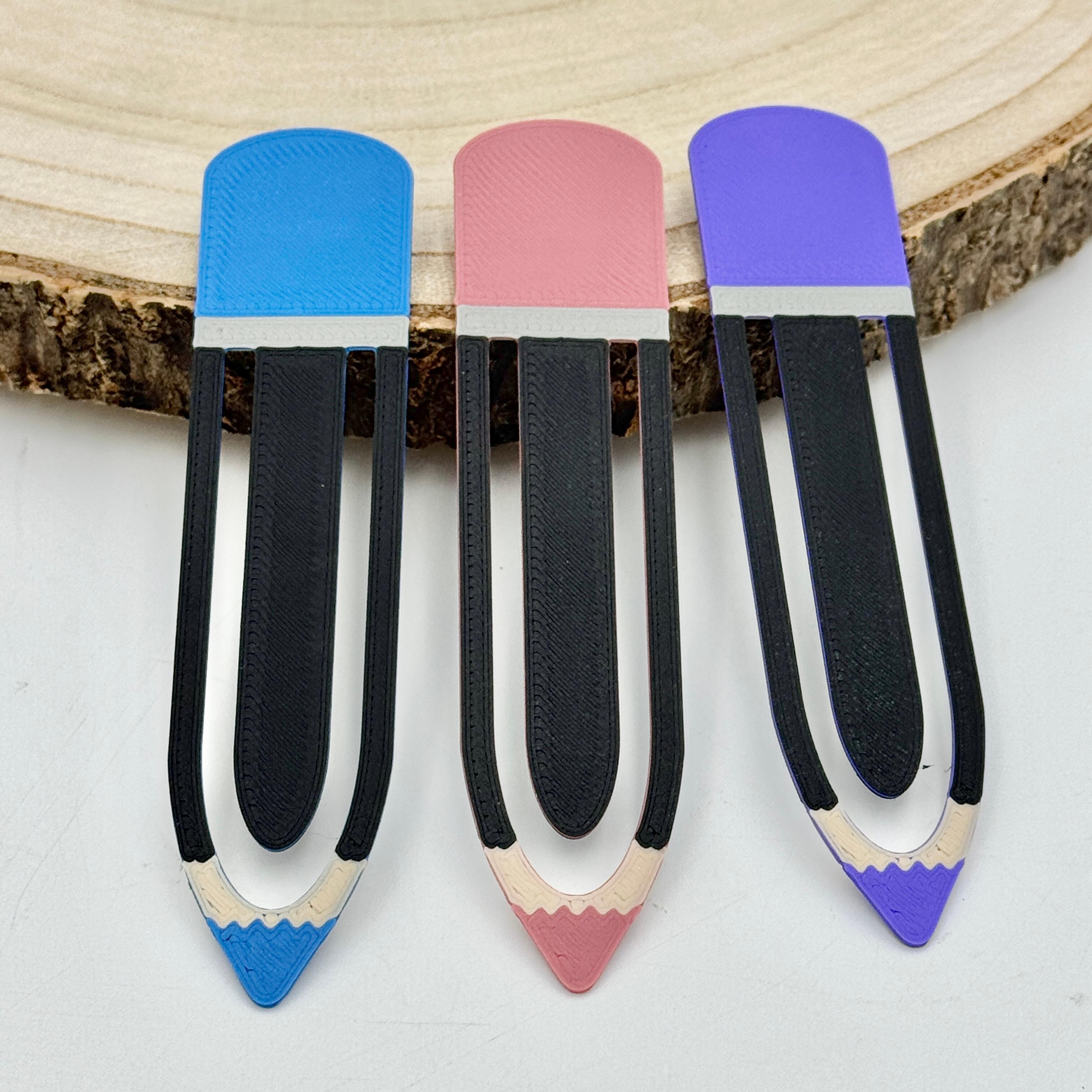 Blue, Purple & Pink Coloured pencil bookmarks