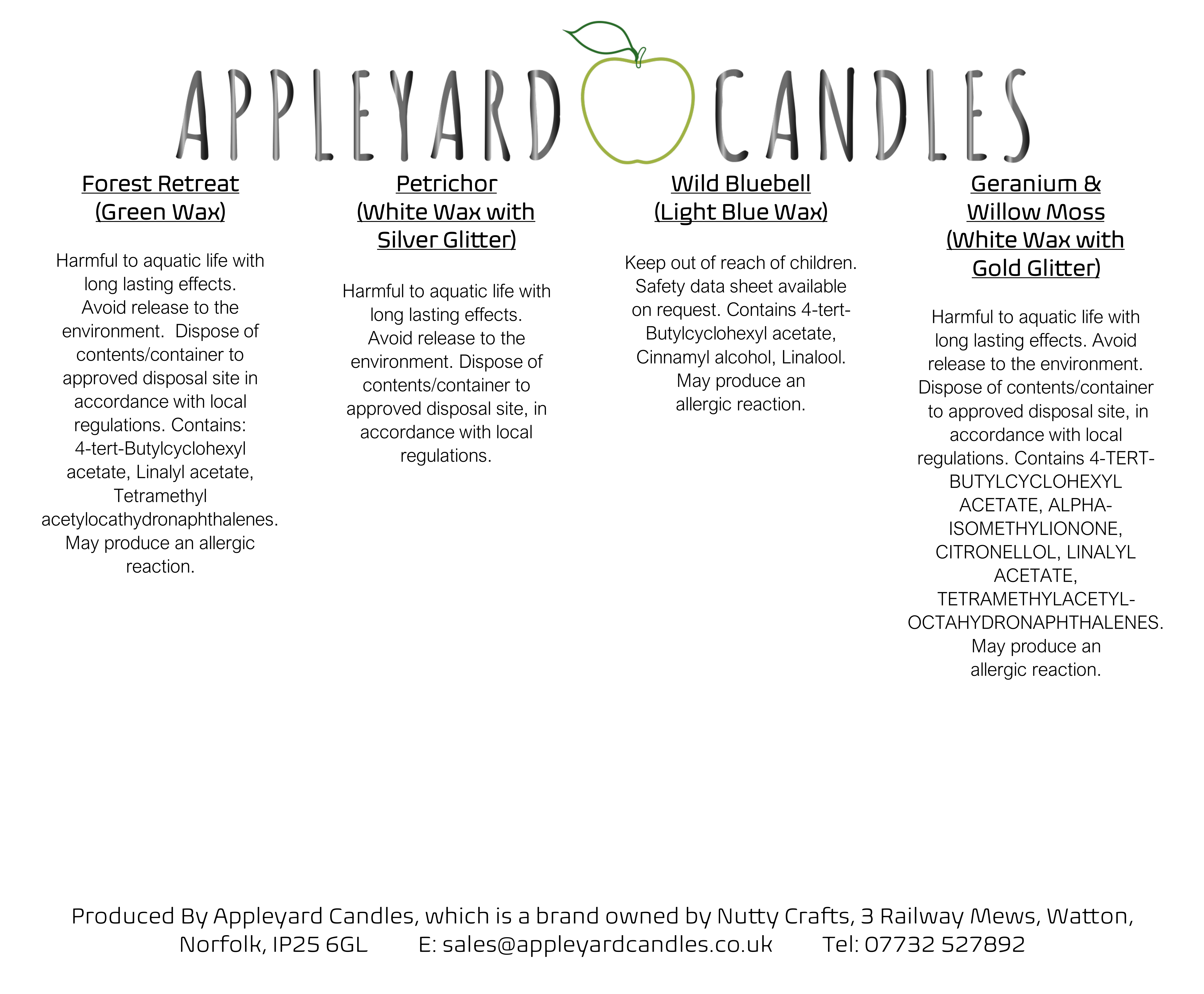 an image of the woodland walk themed wax melt collection clp info