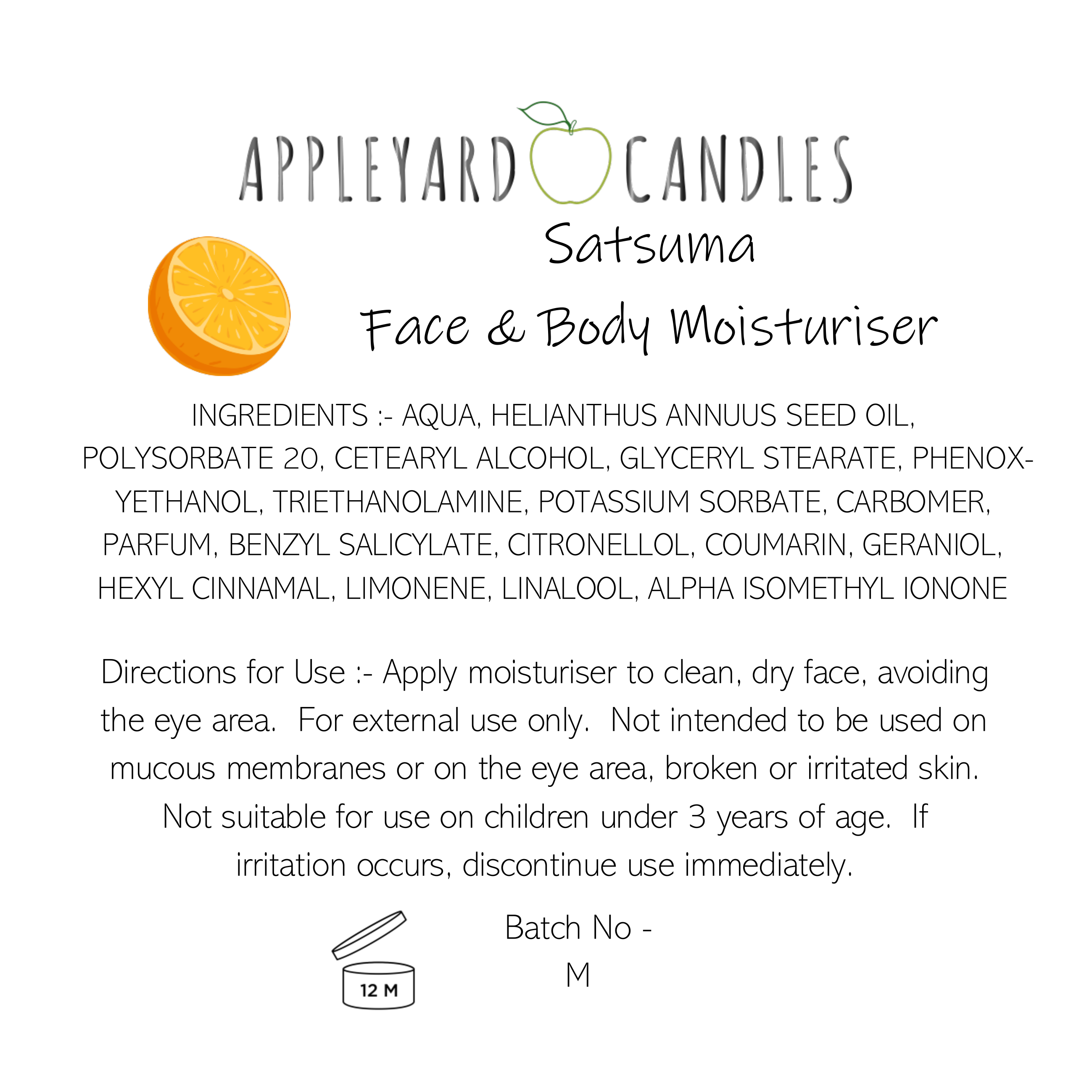 An image of the labelling information for satsuma