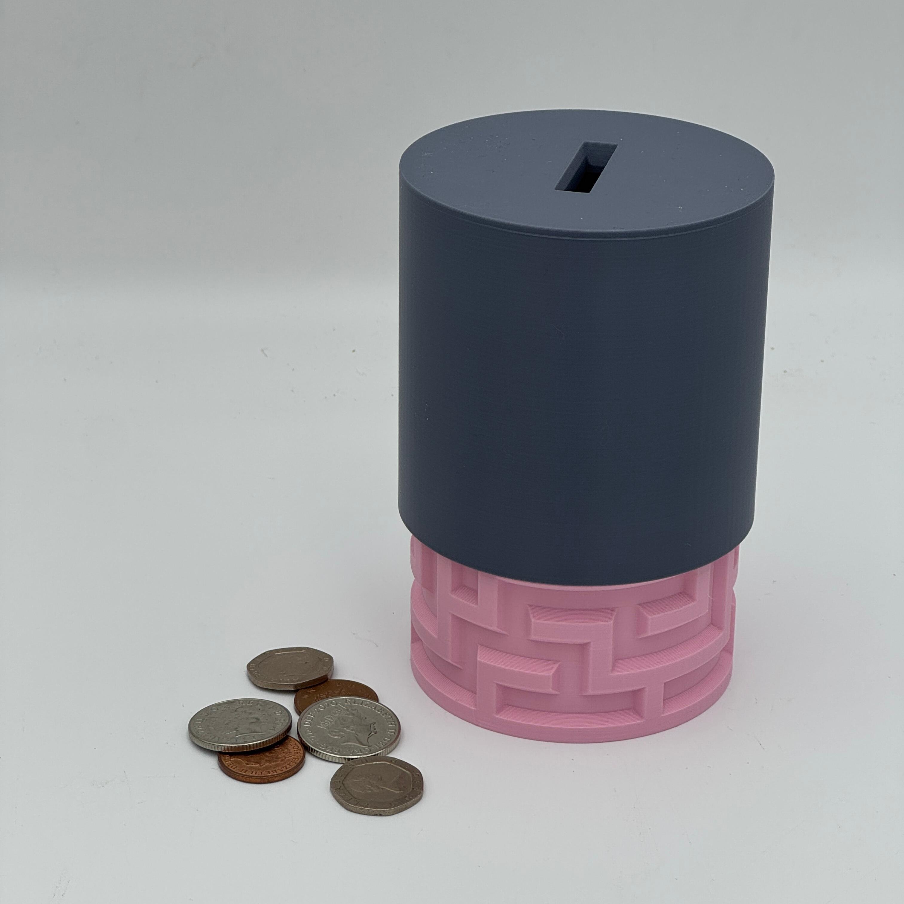 grey & pink Puzzle money box