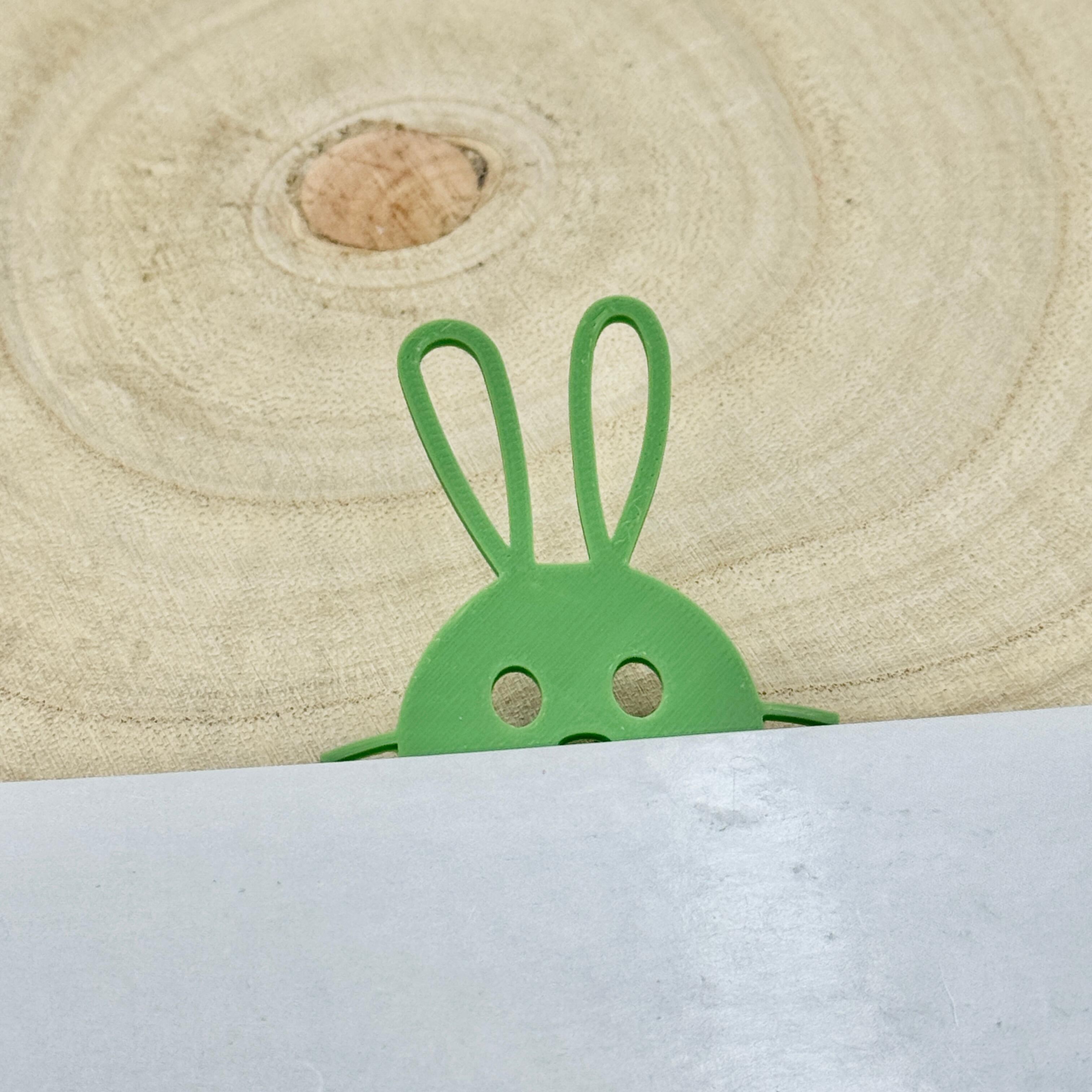 Bunny bookmark being used