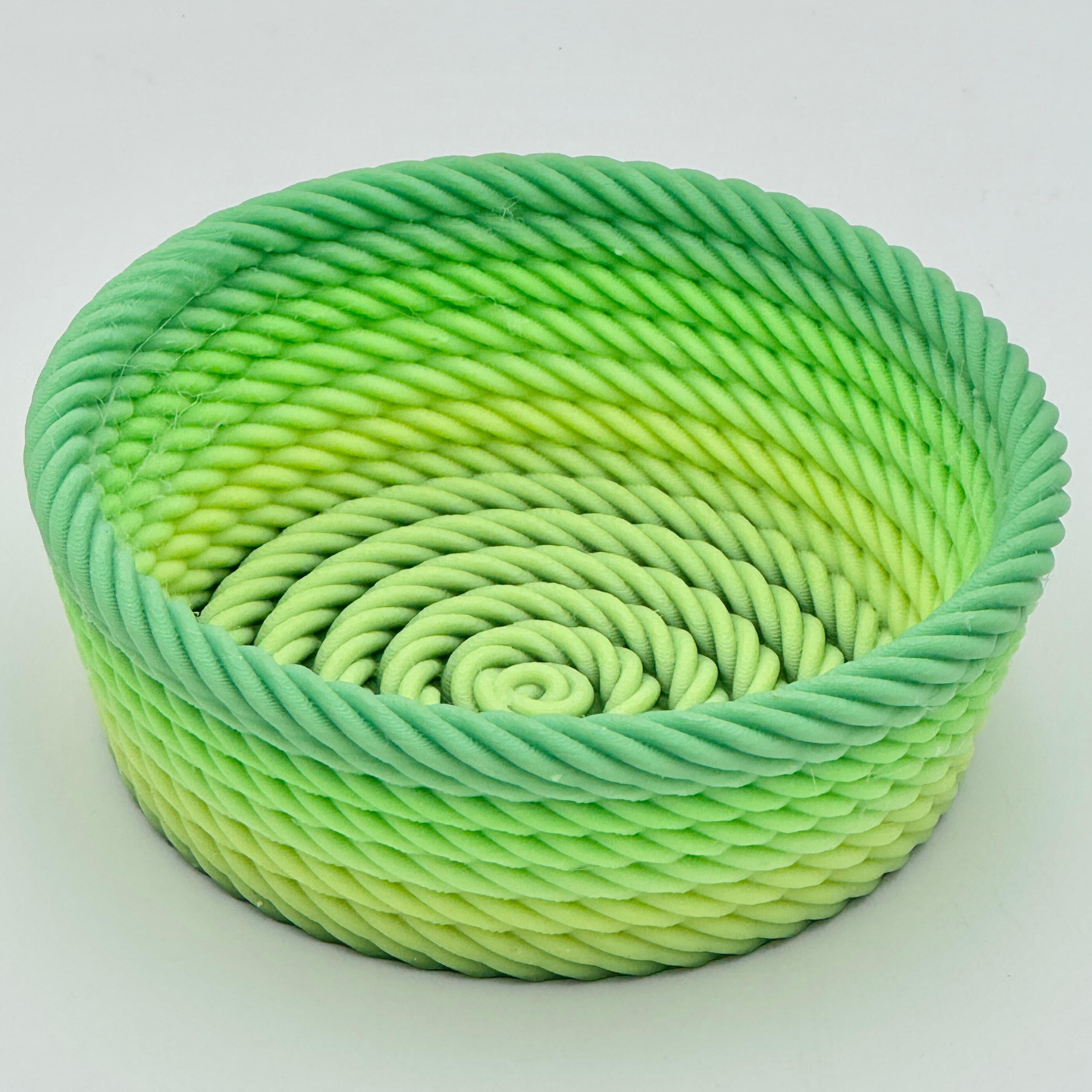 Green striped rope style trinket basket
