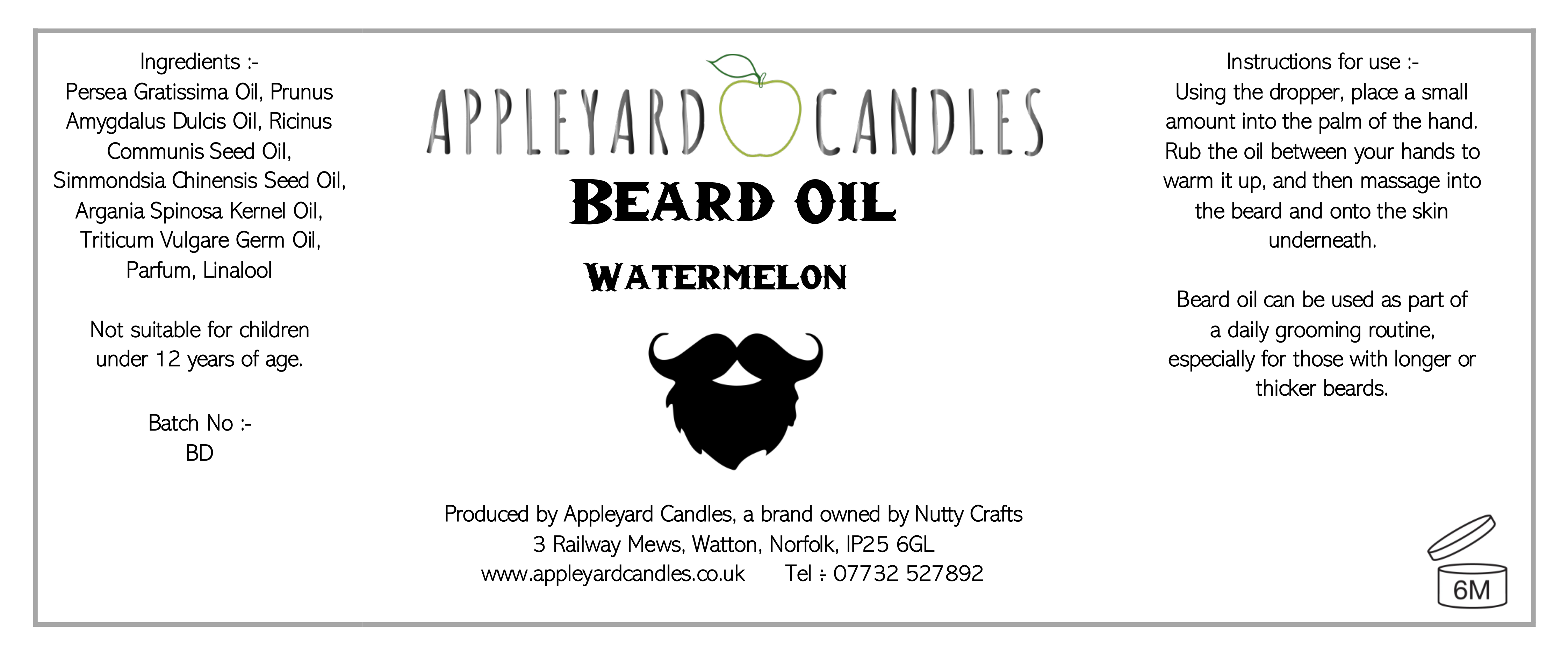an image of the label information for the beard oil