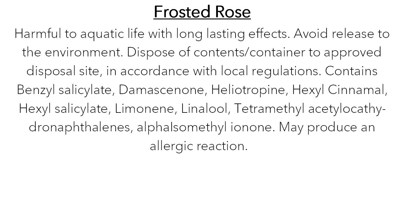 an image of the clp information for frosted rose wax melts