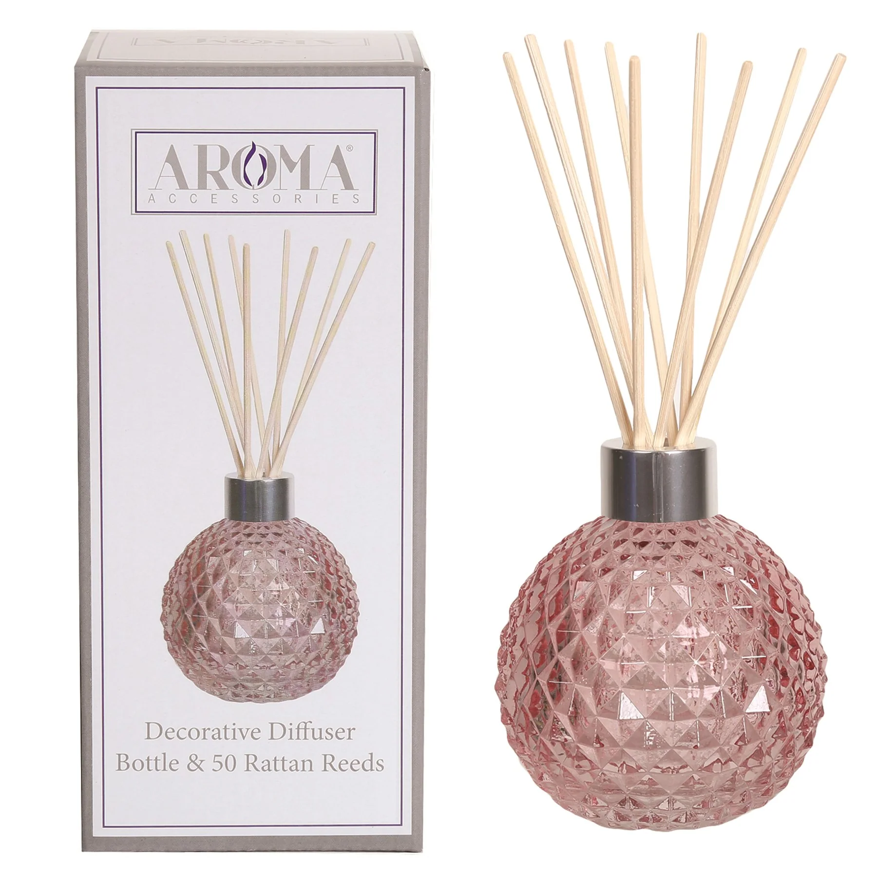 pink reed diffuser display bottle