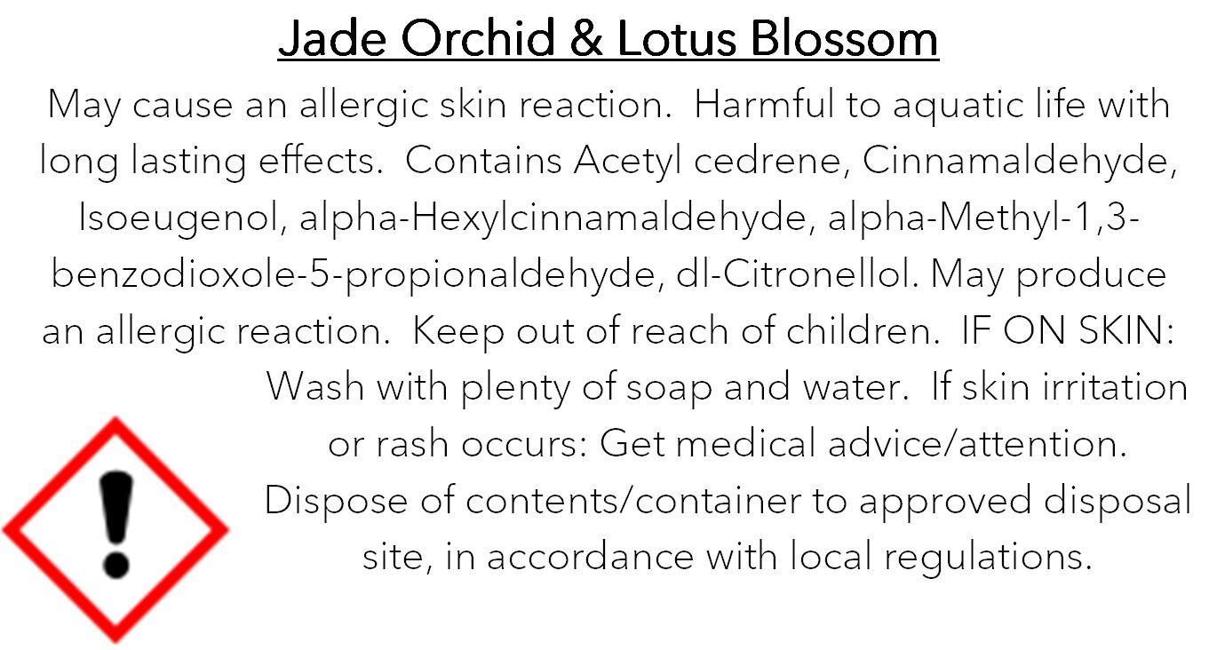 an image of the jade orchid fragranced wax melt clp info