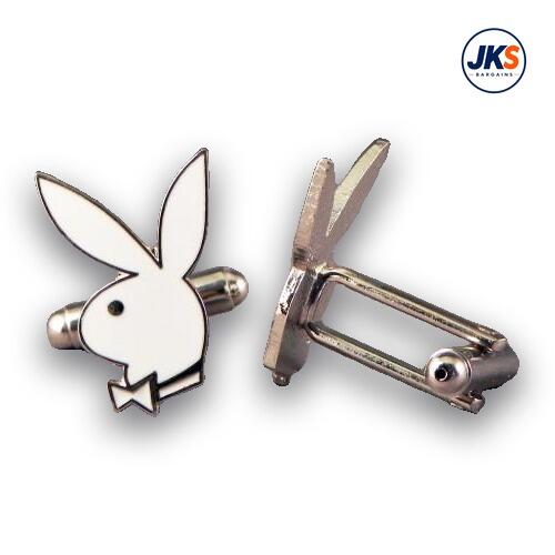 Playboy Style white Bunny Head Cufflinks