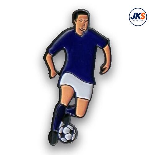Blue + White Footballer Pin Badge