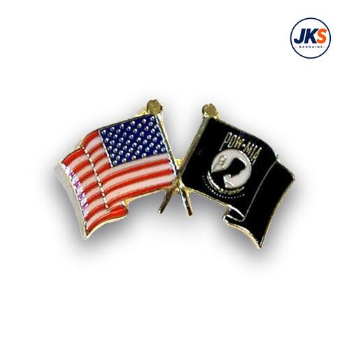US And POW MIA Flags Pin Badge