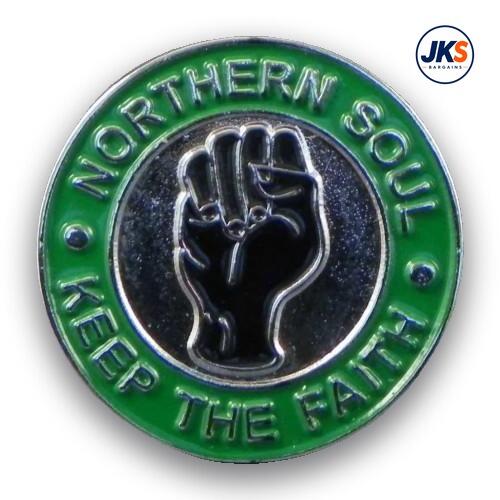 Northern Soul Keep The Faith Green Pin Badge