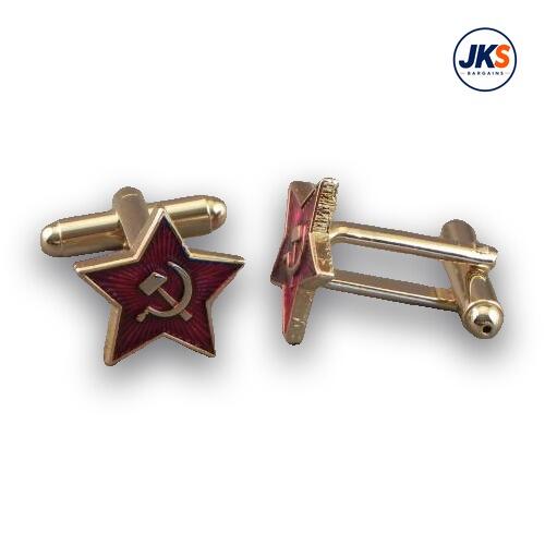 10 Pairs x Gold Plated Soviet Star Cufflinks