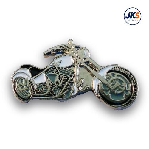 20 x White Chopper Motorbike Pin Badges
