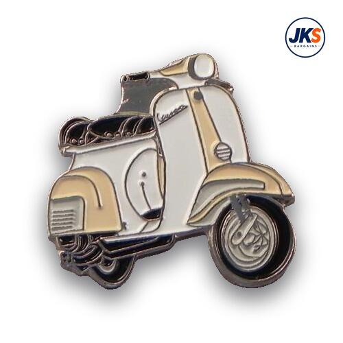 20 x Cream + White Scooter (Style 2) Pin Badges