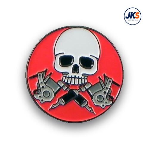 20 x Skull + Tattoo Guns Pin Badges