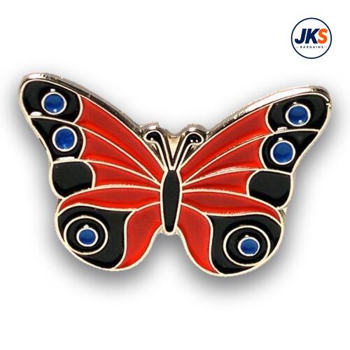 20 x Red Butterfly Pin Badges