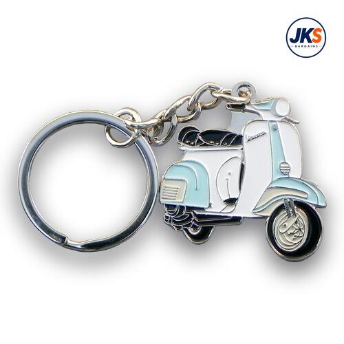 10 x Light Blue + White Scooter (Style 2) Keyrings