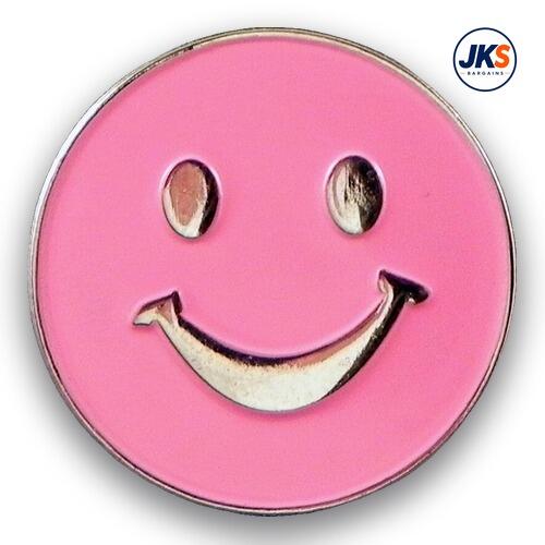 20 x Pink 25mm Smiling Face Pin Badges