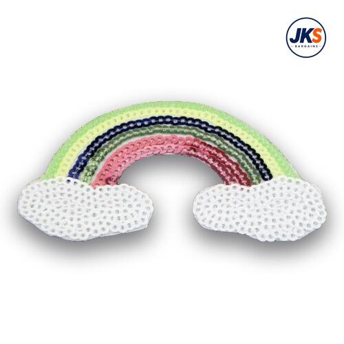 10 x Rainbow + clouds (in Sequins) Iron on Patch