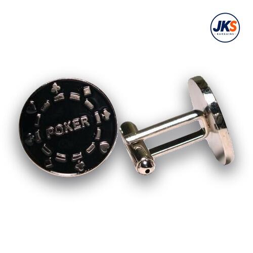 Black and Chrome Poker Chip Cufflinks