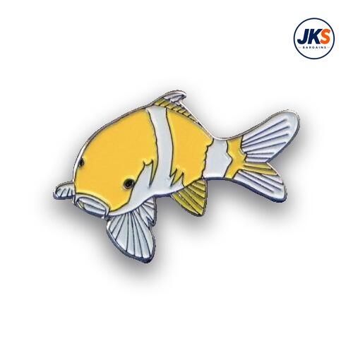 Koi Carp yellow - gold + white Pin Badge