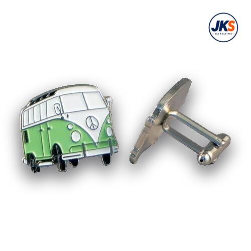 10 Pairs x Light Green Campervan Cufflinks