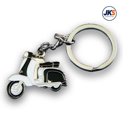 10 x Black + White Scooter Keyrings