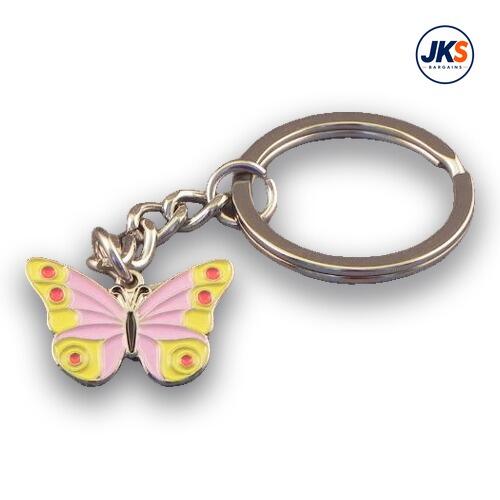 10 x Pink Butterfly Keyrings
