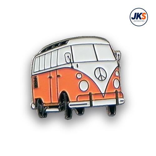 Orange Campervan Pin Badge