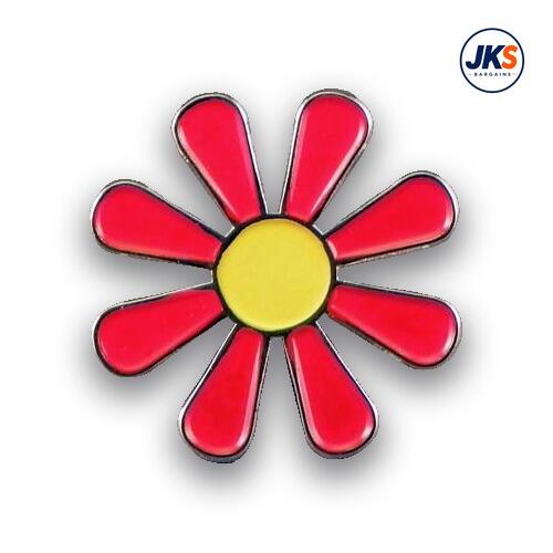 20 x Hippy Daisy Red Pin Badges