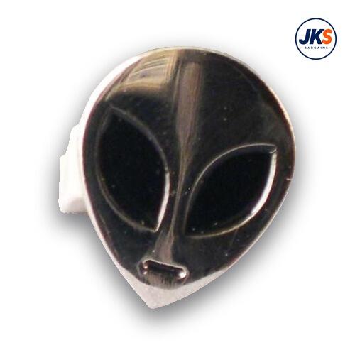 20 x Chrome Alien Head Pin Badges