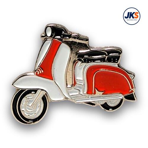 20 x Red and White Scooter Pin Badges