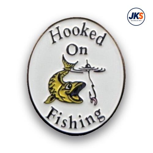 20 x Hooked on Fishing Pin Badges
