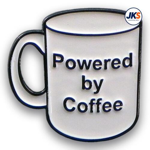 Powered By Coffee Pin Badge