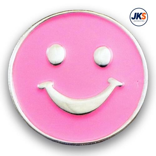 20 x 19mm Pink Smiling Face Pin Badges