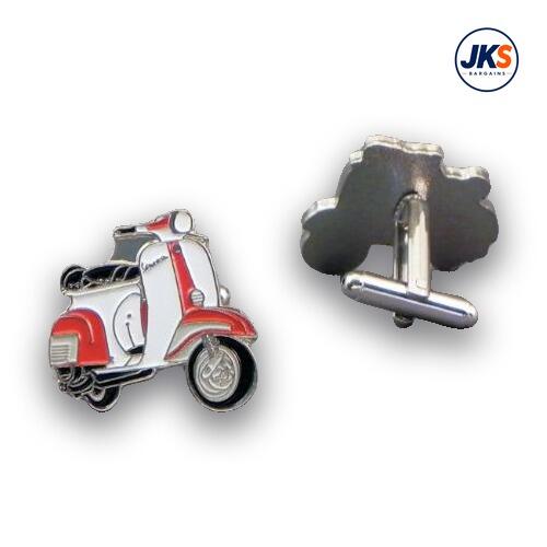 10 Pairs x Red + White Scooter (Style 2) Cufflinks