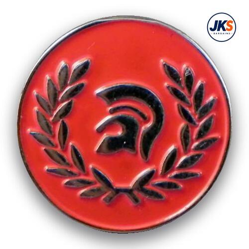 Red Trojan Helmet Pin Badge
