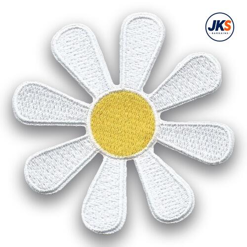 Hippy Daisy White Iron on Patch