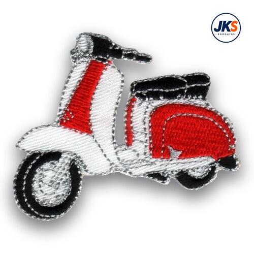 10 x Red + White Scooter Iron on Patch