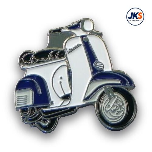 Blue + White Scooter (Style 2) Pin Badge