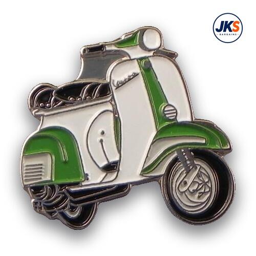 Green + White Scooter (Style 2) Pin Badge