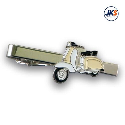 10 x Cream + White Scooter Tie Clips