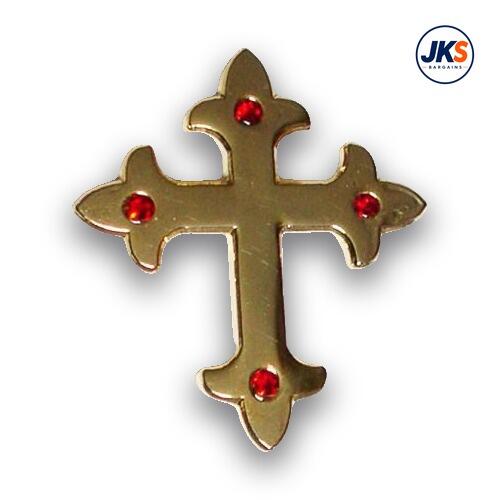 20 x Jeweled Gold Gothic Cross Pin Badges